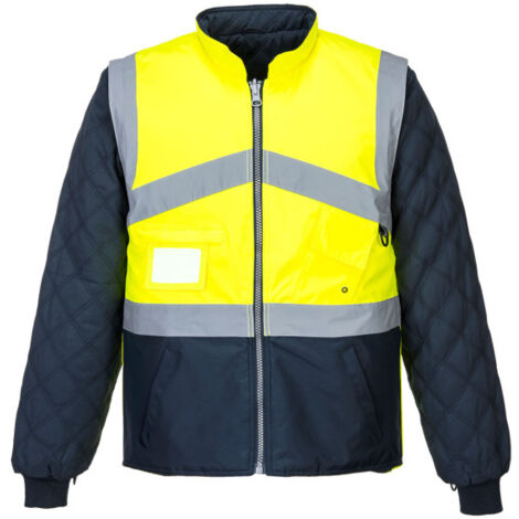 Chaleco bicolor de A.V reversible con mangas desmontables y porta identificación S769 XL Amarillo/Marino