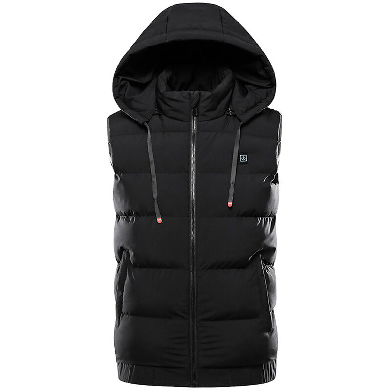 

Asupermall - Chaleco calefactable para hombre con capucha desmontable Chaleco calefactor calido de invierno al aire libre a prueba de viento con 9