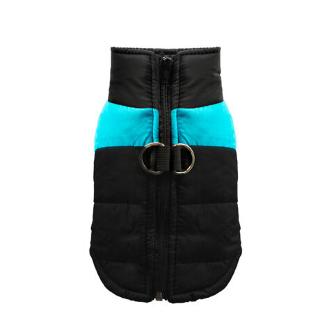 Chaleco/chaqueta de algodón bicolor, azul y negro, talla S (circunferencia del pecho 36 cm, recomendado para animales que pesen de 3 a 5 catties), abrigo impermeable para perros, chaleco para mascotas