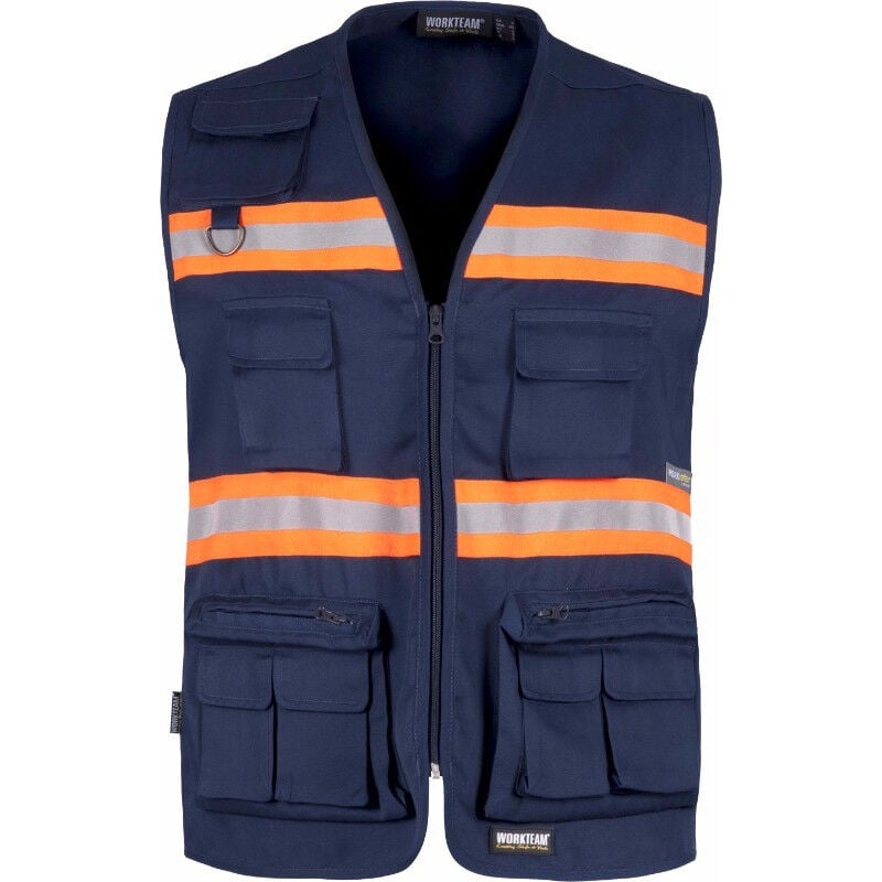

Chaleco de trabajo fluor con bolsillo trasero Combi S3136 | L - Marino+Naranja A.V. - Workteam
