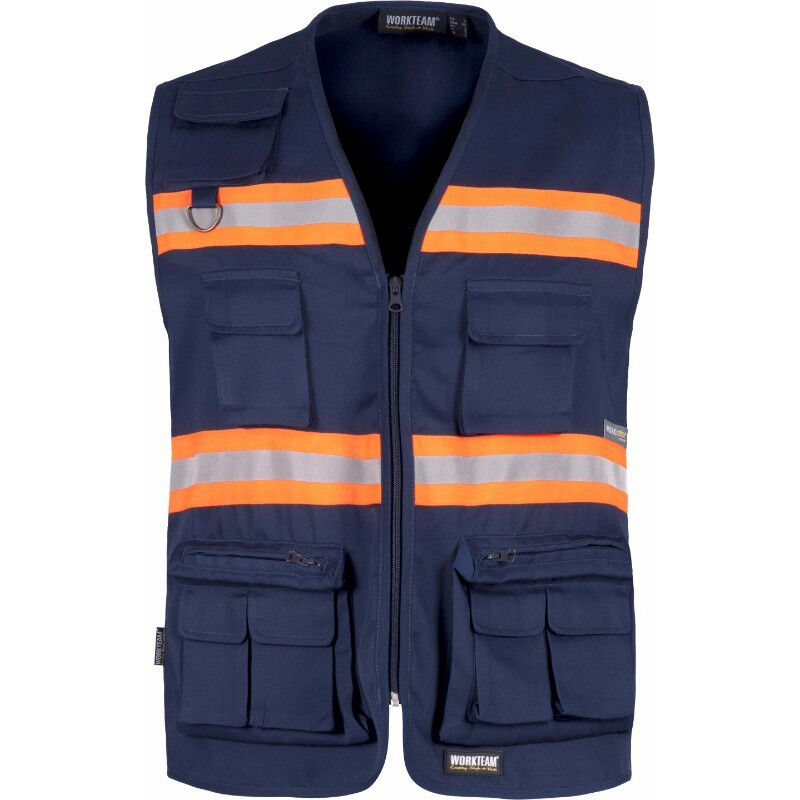 

Chaleco de trabajo fluor con bolsillo trasero Combi S3136 | XXL - Marino+Naranja A.V. - Workteam