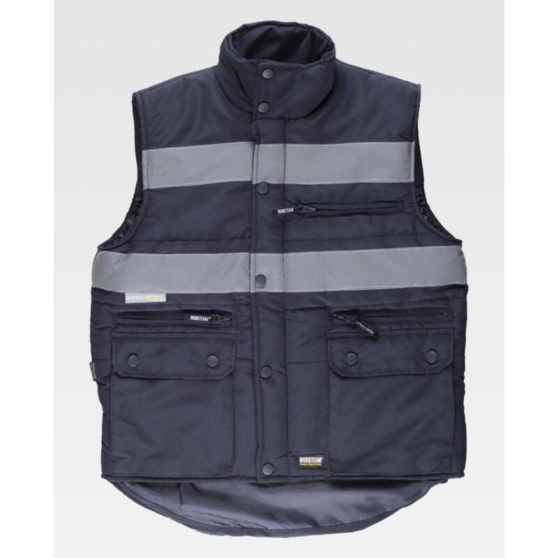 

Chaleco acolchado de cuello alto con cintas reflectantes WORKTEAM S3207 | Azul marino - L