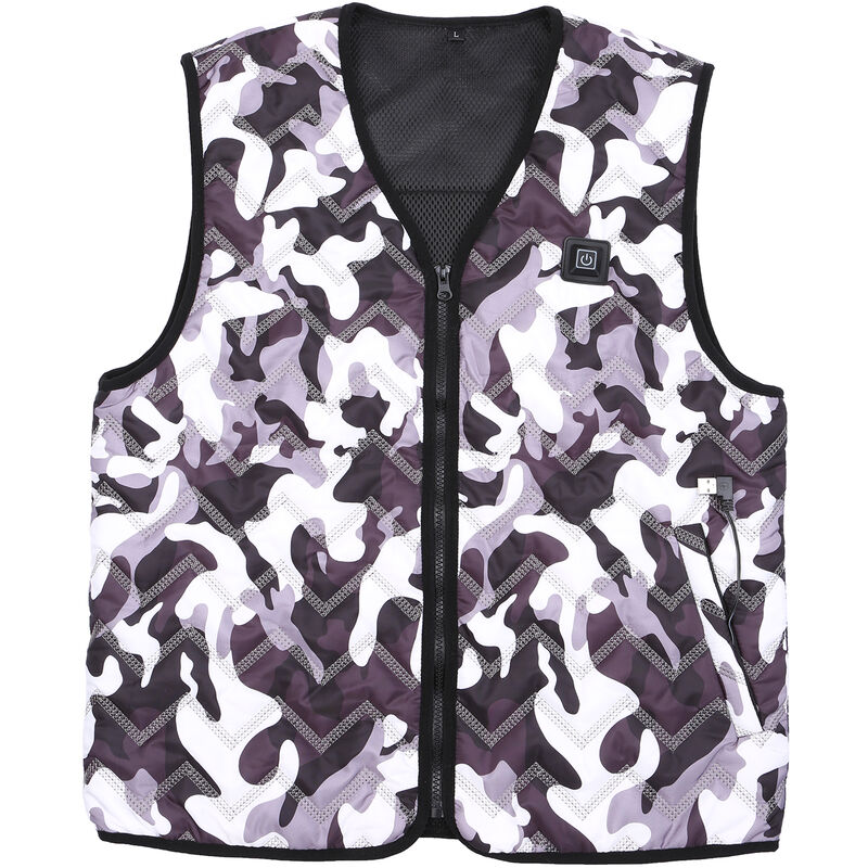 

Happyshopping - Chaleco con calefaccion, chaleco con termostato inteligente recargable, cuello en V, impermeable, lavable,Camuflaje, XL