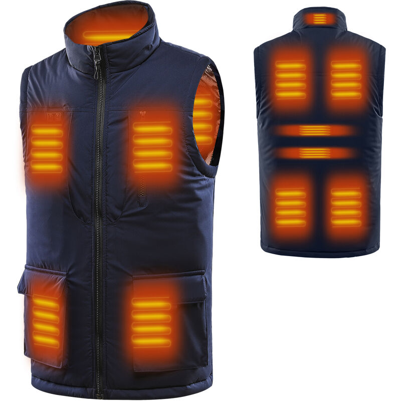 

Asupermall - Chaleco con calefacción, chaqueta de chaleco de calefacción eléctrica cálida de invierno, para hombres y mujeres, Azul, XXXL