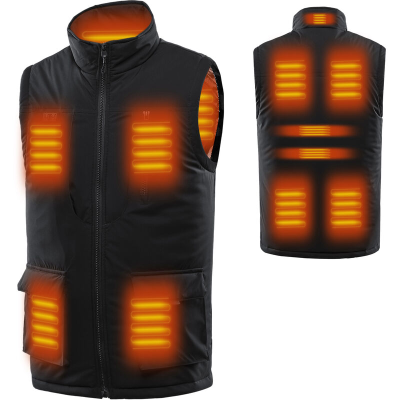 

Asupermall - Chaleco con calefacción, chaqueta de chaleco de calefacción eléctrica cálida de invierno, para hombres y mujeres, Negro, XXXL