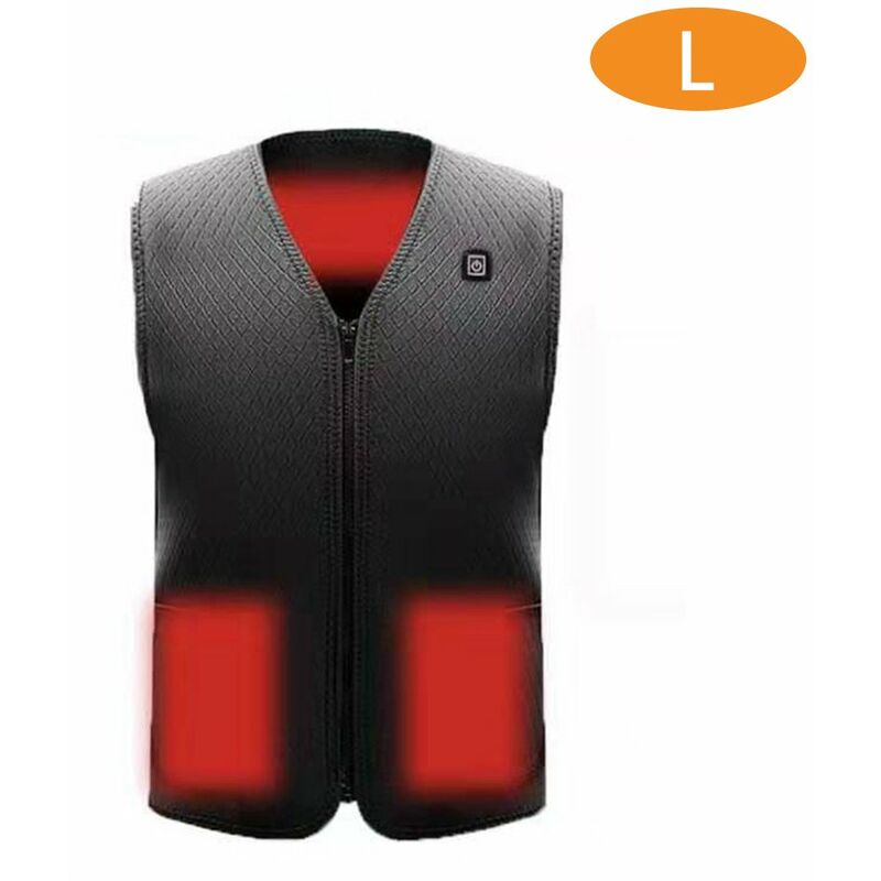 

Happyshopping - Chaleco con calefacción eléctrica, chaleco de ropa con calefacción USB, temperatura ajustable,Negro, L