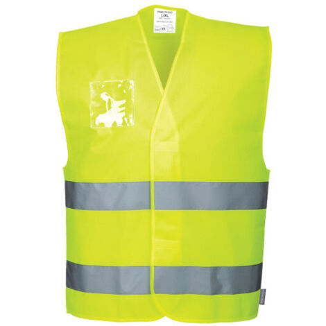 Chaleco de alta visibilidad con porta-identificación dual y cintas reflectantes C475 2XL-3XL Amarillo