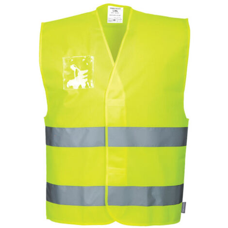 Chaleco de alta visibilidad con porta-identificación dual y cintas reflectantes C475 S/M amarillo