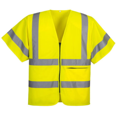 Chaleco de alta visibilidad de media manga con cremallera y cintas reflectantes C372 XL amarillo