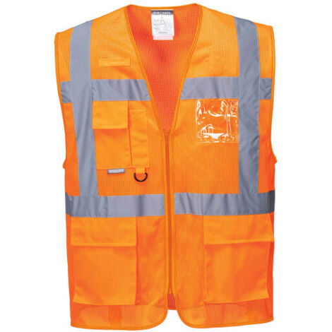Chaleco de alta visibilidad Excutive MeshAir Athens de malla con bolsillos y cremallera C376 XS Naranja
