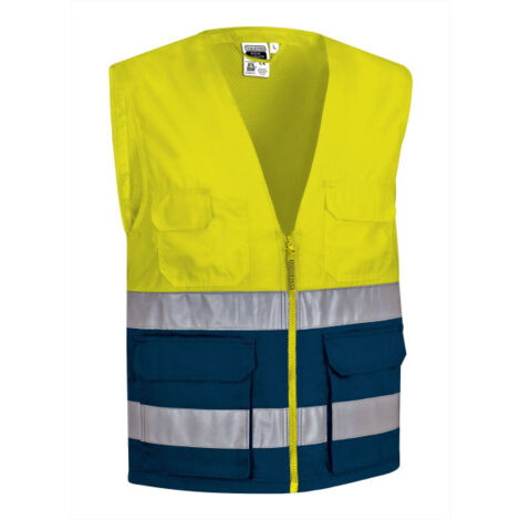Chaleco de alta visibilidad multibolsillos LISBURN XXL Amarillo flúor / Azul marino