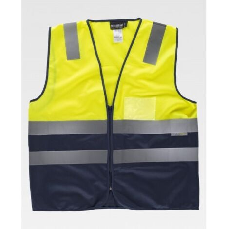 Chaleco de alta visibilidad ribeteado con bies con porta identificador WORKTEAM C3615