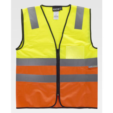 Chaleco de Alta Visibilidad ribeteado en verde y naranja Fluor WORKTEAM C3616