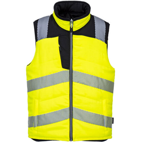 Chaleco de calor reversible de alta visibilidad de polialgodón relleno grueso PORTWEST PW374 XXXL Amarillo / Negro