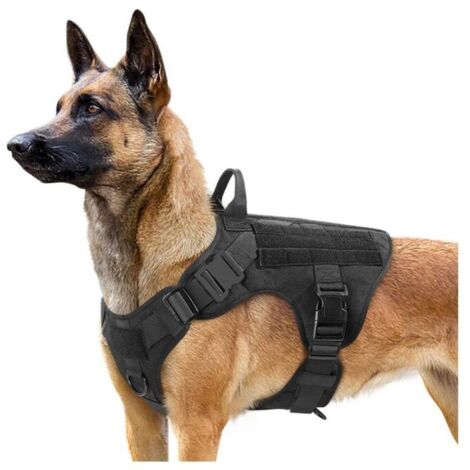 Chaleco de entrenamiento militar sin tensión para perros de trabajo, color negro, talla M
