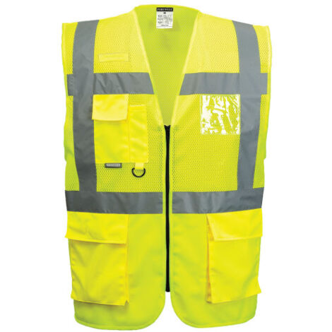 Chaleco de malla Executive Madrid naranja/ amarillo, bolsillos de parche, anilla D C496 4XL amarillo