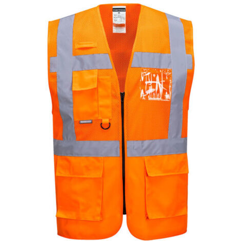 Chaleco de malla Executive Madrid naranja/ amarillo, bolsillos de parche, anilla D C496 XL Naranja
