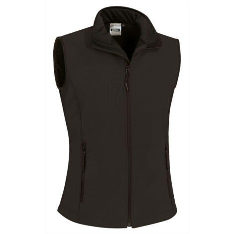 Chaleco de mujer con cuello alto y corte entallado de tejido softshell CANDICE VALENTO L Negro