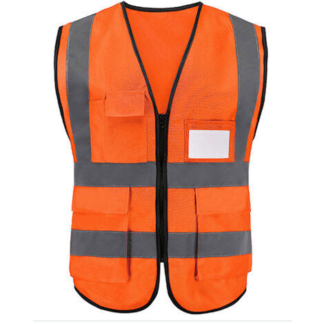 Chaleco de seguridad Chaleco de seguridad reflectante con rayas reflectantes con cremallera y bolsillos Chaleco de trabajo