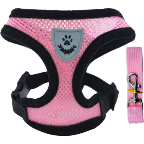 Chaleco de seguridad para perros con correa – Chaleco de seguridad con bandas reflectantes para paseos nocturnos  Diseño fácil de poner  Apto para cachorros y perros adultos (Rosa, Mediano)