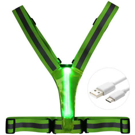 Chaleco de seguridad reflectante LED, chaleco iluminado para caminar y andar en bicicleta de noche, chaleco de alta visibilidad para correr con bandas reflectantes.