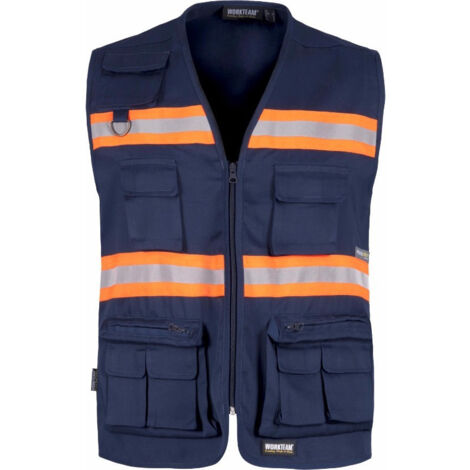 Chaleco de trabajo fluor con bolsillo trasero WORKTEAM Combi S3136