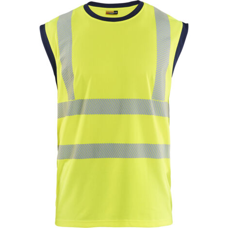 Chaleco de trabajo sin mangas de alta visibilidad 3575 - Amarillo/Azul marino L/XL