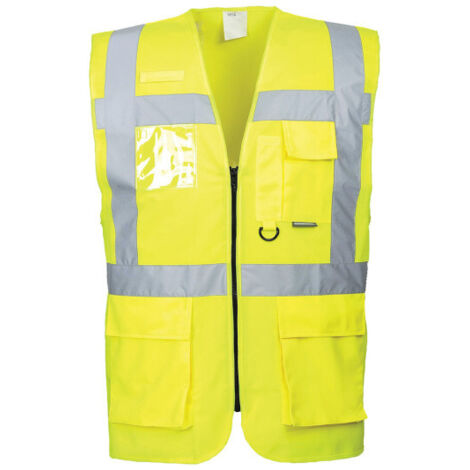 Chaleco Executive Berlin versión verano con cremallera y bolsillos transparente S476 6XL amarillo