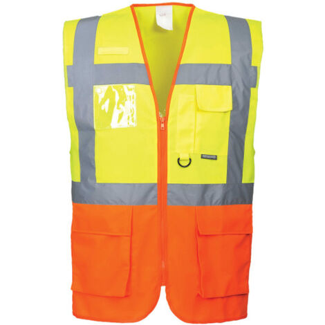 Chaleco Executive Prague de alta visibilidad con cintas reflectantes S376 XXL Amarillo / Naranja
