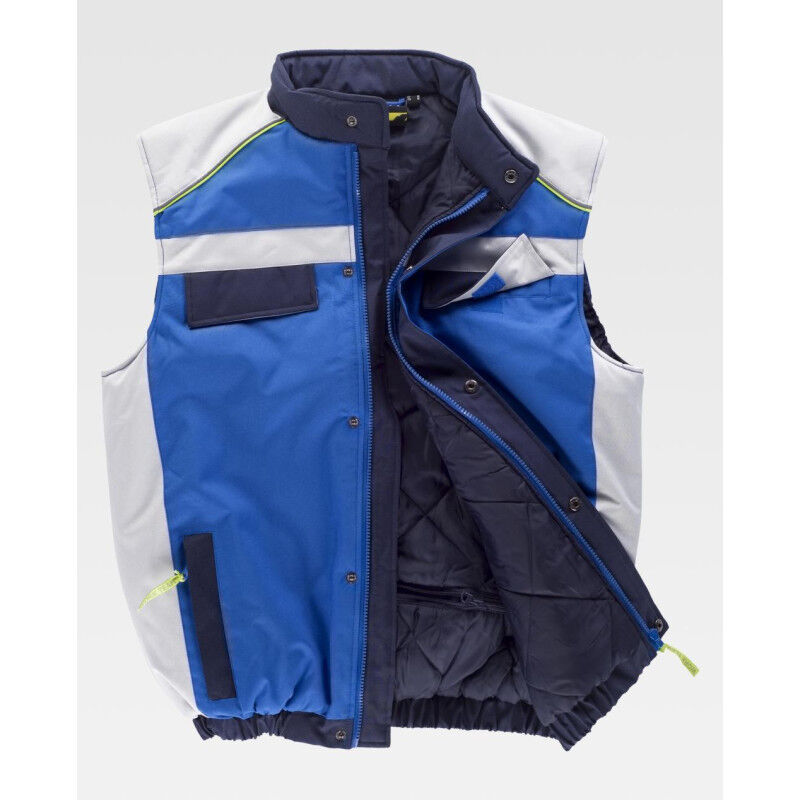 

Chaleco acolchado con vivos de alta visibilidad WORKTEAM Future WF5853 | XL - Azulina+Gris Claro+Marino