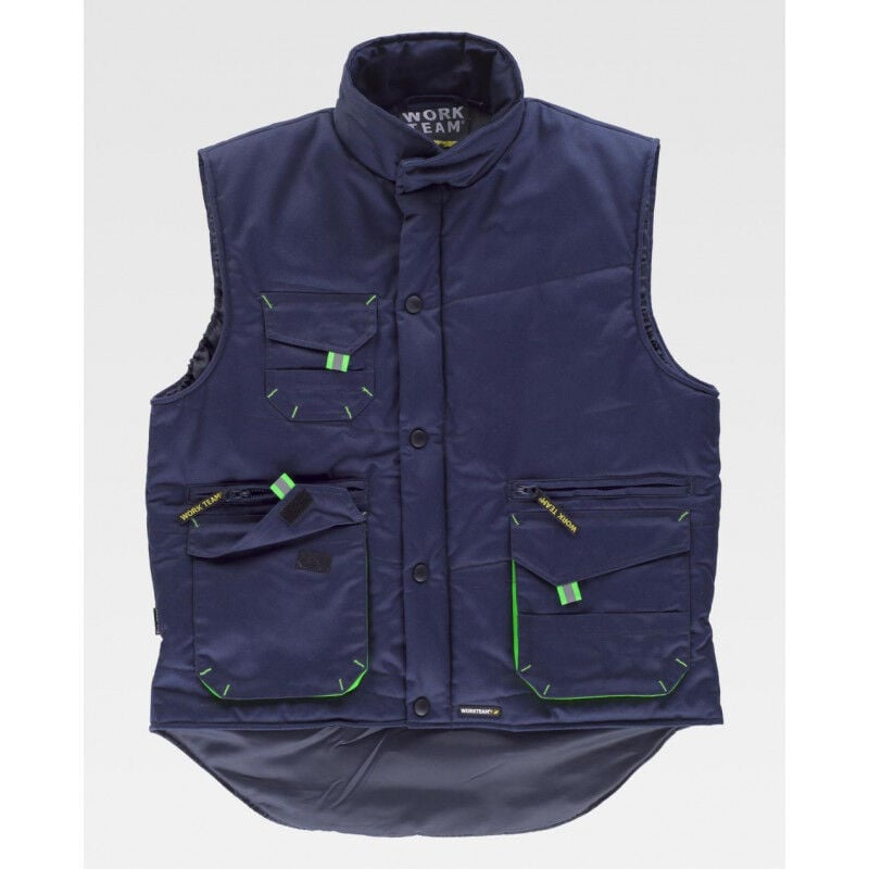 

Chaleco Future multibolsillos con detalles fluorescentes WORKTEAM WF1680 | L - Marino+Verde Flúor