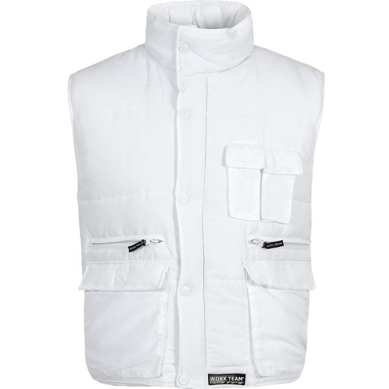 

Chaleco industrial acolchado de cuello alto multibolsillos WORKTEAM S3250 | Blanco - M