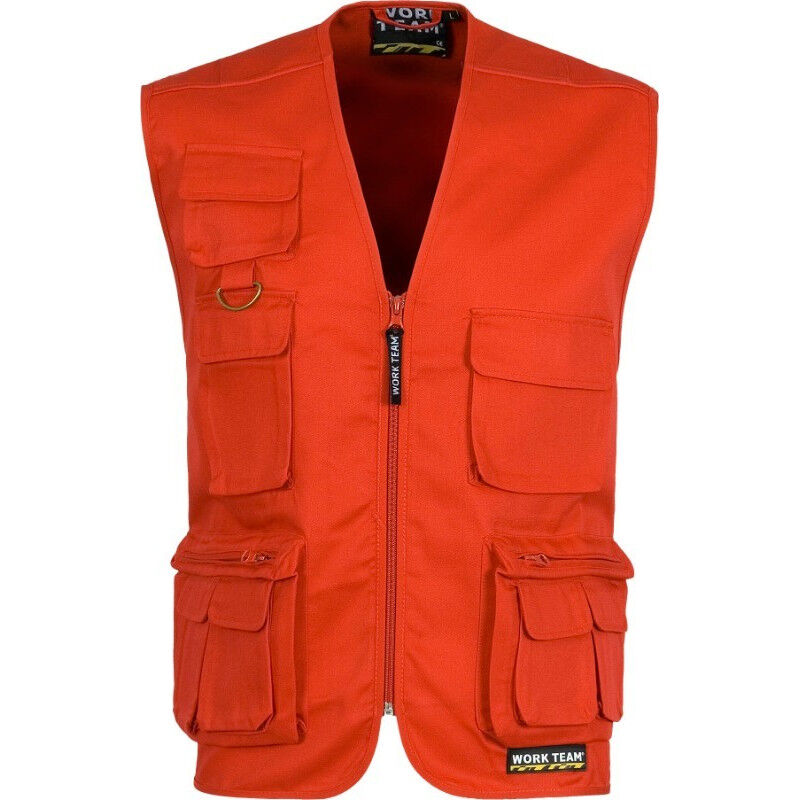 

Chaleco industrial de escote a pico y bolsillos en el pecho WORKTEAM S3100 | Rojo - XXL