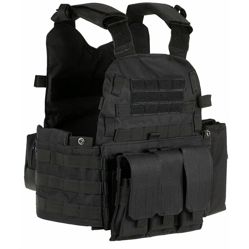 

Happyshopping - Chaleco modular para hombres al aire libre, chaleco portador de carga de equipo de caza, con bolsillo para hidratación,Negro