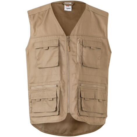 chaleco multibolsillos carpintero talla s-xxl color ropa color beige talla xl