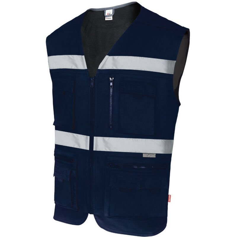 

Chaleco multibolsillos con cintas reflectantes Serie C105901 | 3XL - Azul navy - Velilla