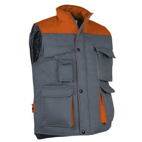 Chaleco multibolsillos en colores combinados Thunder XL Gris cemento / Naranja fiesta