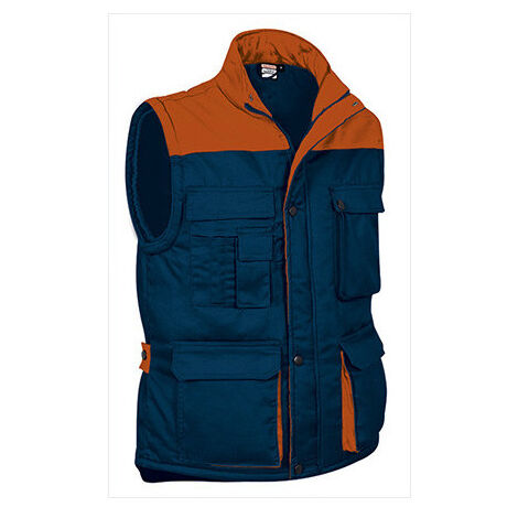 Chaleco multibolsillos en colores combinados VALENTO Thunder XL Azul marino / Naranja fiesta