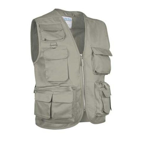 Chaleco multibolsillos en tejido sarga VALENTO Safari S Beige arena
