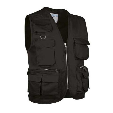 Chaleco multibolsillos en tejido sarga VALENTO Safari XXL Negro