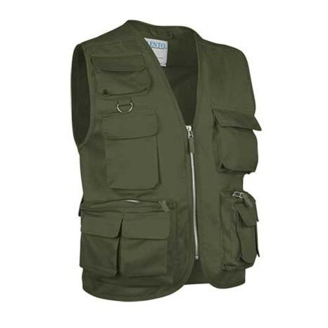 Chaleco multibolsillos en tejido sarga VALENTO Safari XXL Verde militar