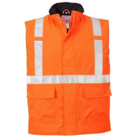 Chaleco multifuncional ignífugo y antiestático de alta visibilidad Bizflame Rain S776 M Naranja