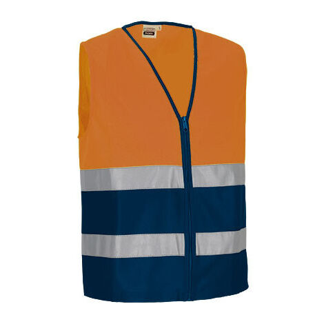 Chaleco reflectante bicolor VALENTO PALMER S Naranja flúor / Azul marino orión
