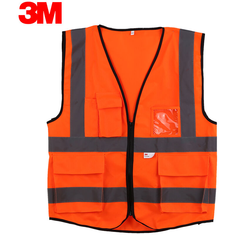 

Chaleco reflectante de alta visibilidad 10907, ropa de trabajo de seguridad,Naranja fluorescente, XXL - 3M