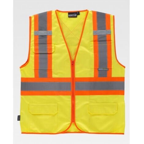 Chaleco reflectante-fluorescente con escote a pico WORKTEAM C3621 XXL Amarillo A.V.+ Naranja A.V.
