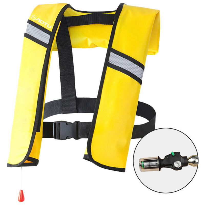 

Aotu - Chaleco salvavidas inflable, chaleco salvavidas para adultos, chaqueta de supervivencia para deportes acuaticos,Amarillo, modelo automatico