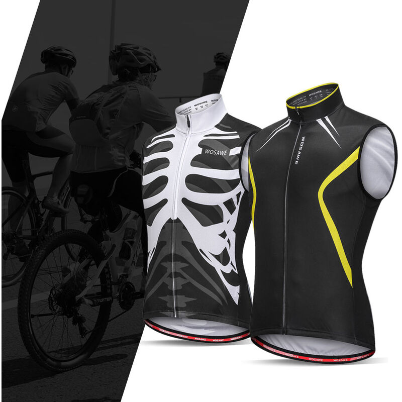 

Wosawe Chaleco de ciclismo sin mangas Jersey transpirable MTB Bike Riding Top Chaqueta deportiva para hombres y mujeres,Blanco y negro, XXL