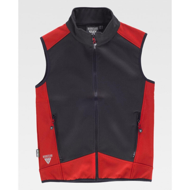 

Chaleco sport en tejido cortavientos con membrana transpirable WORKTEAM S9315 | XL - Negro / Rojo