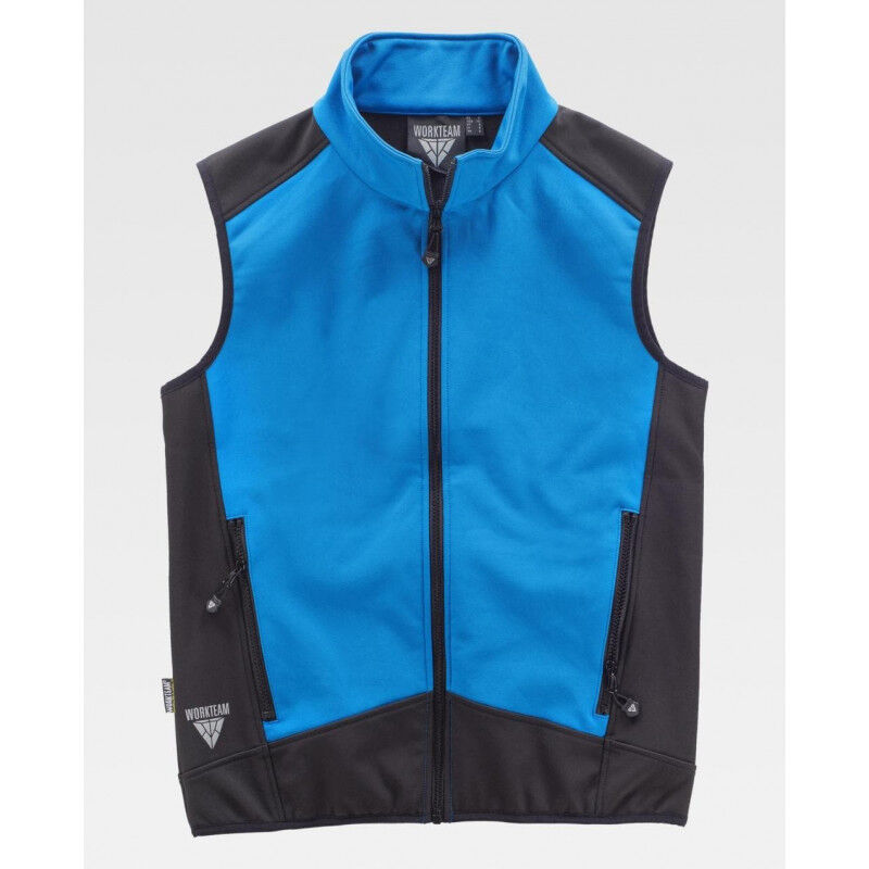 

Chaleco sport en tejido cortavientos con membrana transpirable WORKTEAM S9315 | S - Celeste / Negro