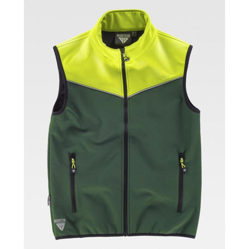 

Chaleco Workshell con canesús combinados de tejido cortavientos WORKTEAM S9316 Sport | L - Verde oscuro / Amarillo A.V